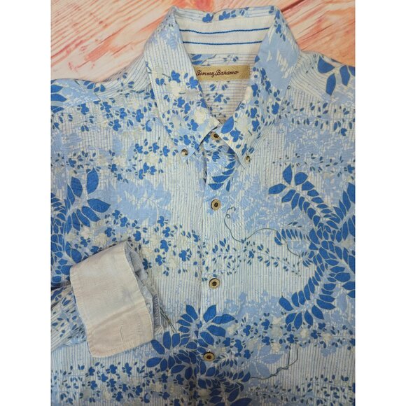 Tommy Bahama Blue Floral Long Sleeve Shirt Mens Large - Picture 4 of 7